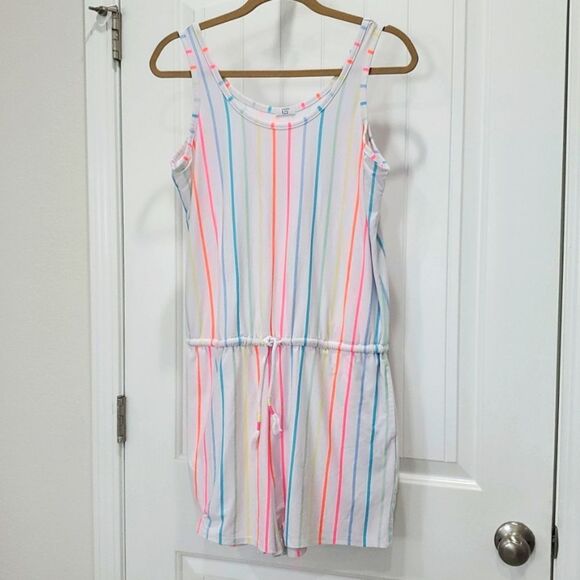 Crown And Ivy Intimites Neon White Stripe Romper , Size Large - Picture 1 of 7